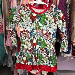 Festive Kids Dress with Santa and Friends